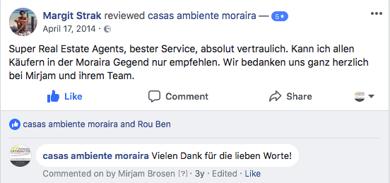 Facebook Post, 5 Star rating by Margit Strak on 14-04-2014