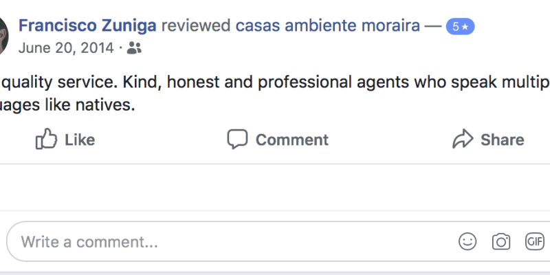 ​Facebook Post, 5 Star rating by Francisco Zuniga on 20-06-2014​