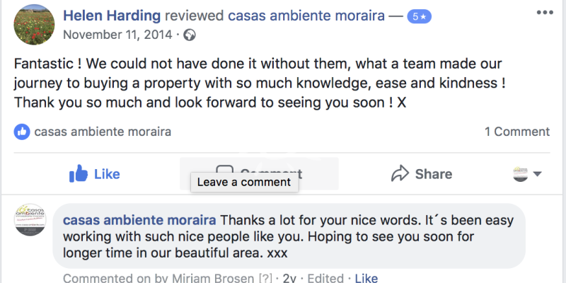 ​Facebook Post, 5 Star rating by Helen Harding on 11-11-2014​