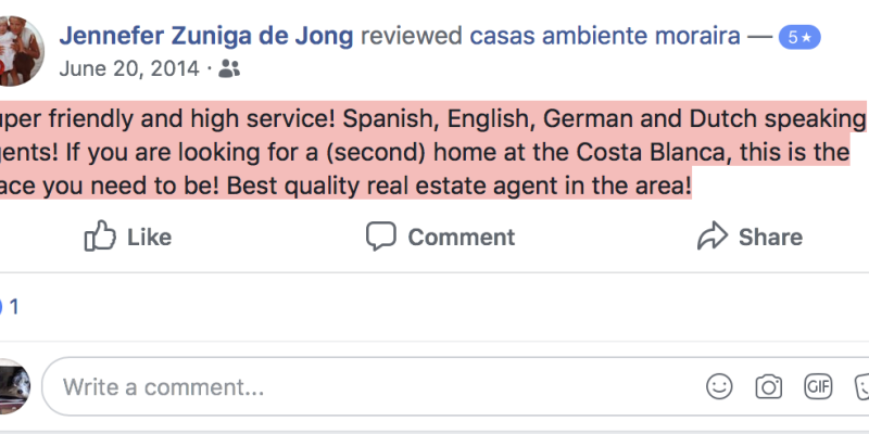 ​Facebook Post, 5 Star rating by Jennefer Zuniga de Jong on 20-06-2014​